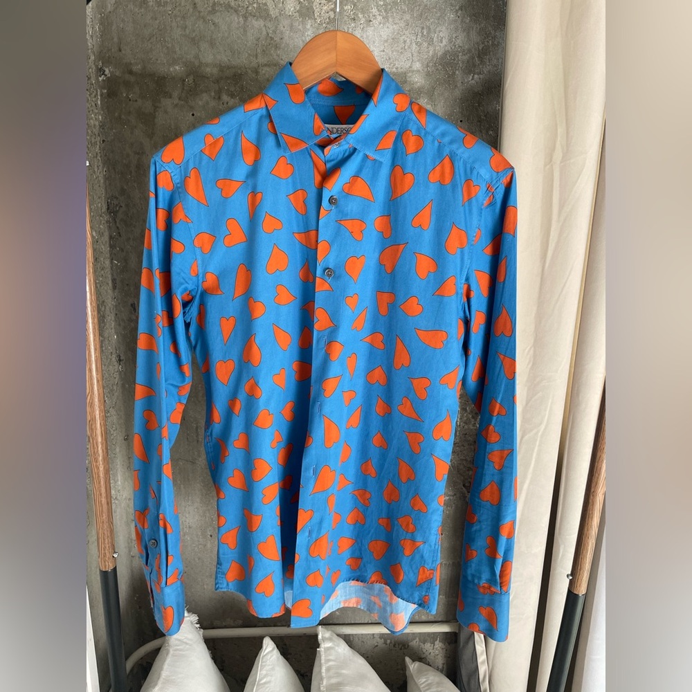 Brand new, JW Anderson heart print shirt in blue , Size 36 US / Small